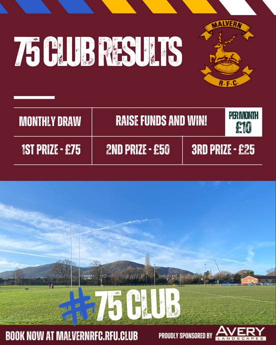 🎉🏉 Malvern RFC 75 Club Winners Announcement! 🏉🎉