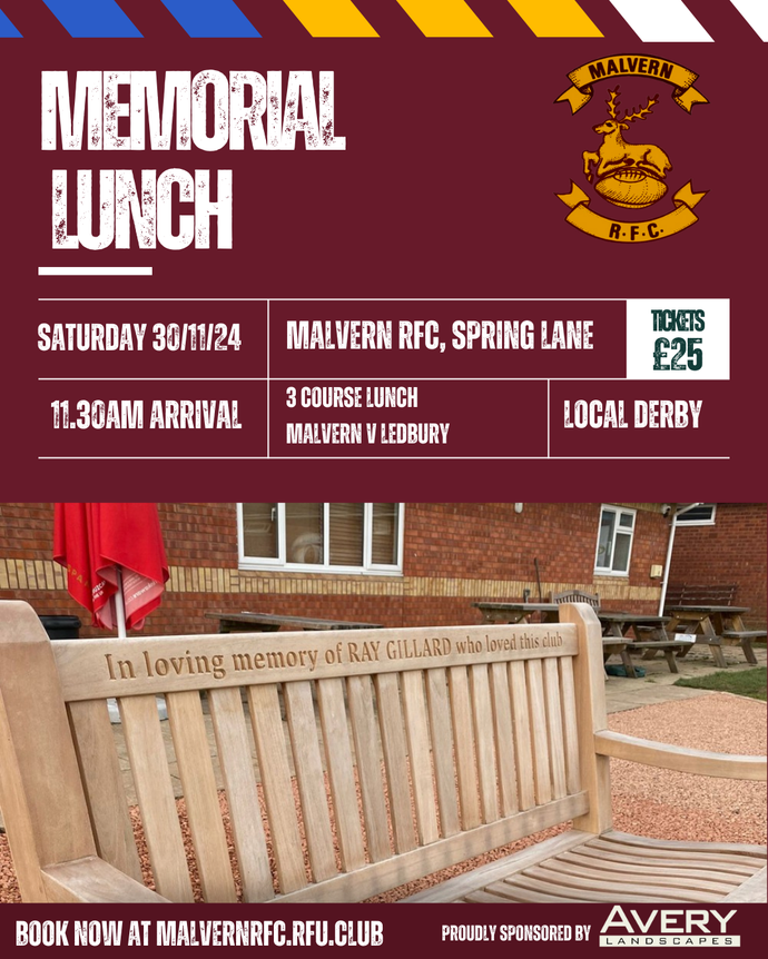 MRFC Memorial Lunch - Saturday 30th November 2024